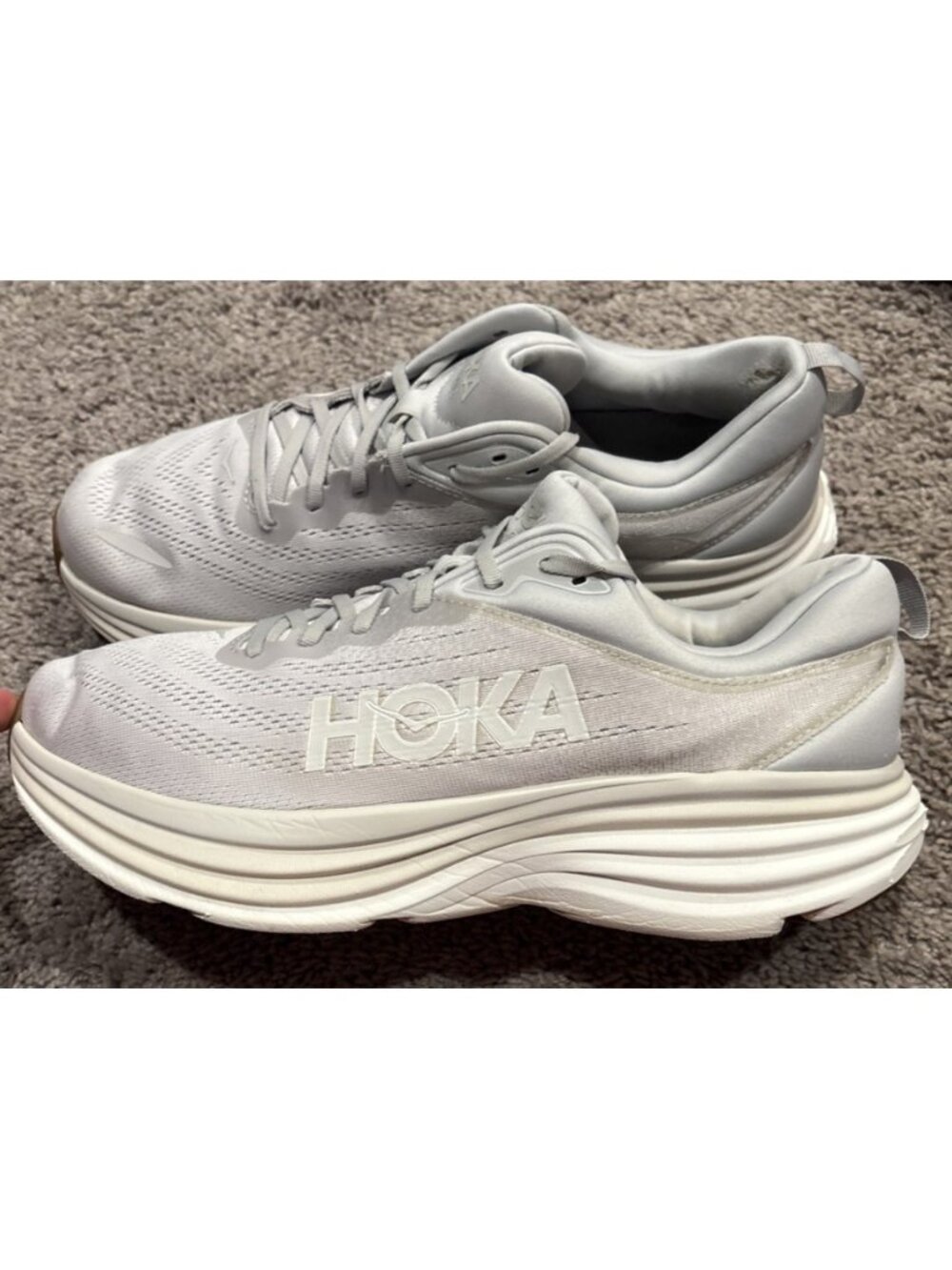 Hoka One One Bondi 8 Running Shoes Sneakers Mens Size 14 D Sharkskin Mist Gym